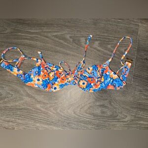 Kulani kinis Floral Blue and Orange Bikini Top XS 2 4 nwot